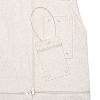 REDI Swess athleisure dress in oatmeal detachable pocket purse